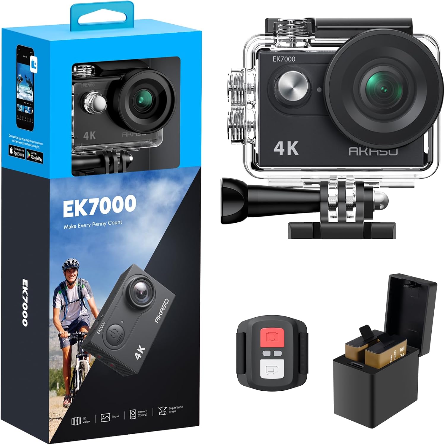 Videocámara sumergible DV con wifi AAKASO EK7000 4K Action Camera Sports.