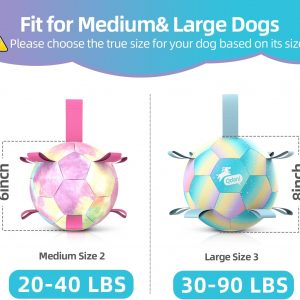 QDAN Dog Balls: Dog Soccer Ball with Straps, Herding Ball for Dogs, Outdoor Toys Interactive Toys for Large Dogs, Pet Birthday Gifts,Gradient Blue (8 Inch)