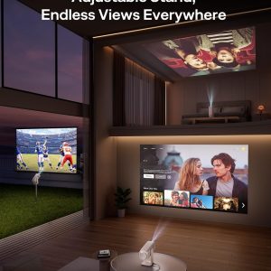 Aurzen BOOM Air - Proyector portátil Google TV con WiFi y Bluetooth, alimentado por USB-C, proyector inteligente para películas al aire libre y en casa, compatible con 4K, enfoque en tiempo real