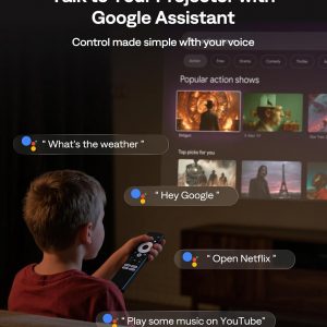 Aurzen BOOM Air - Proyector portátil Google TV con WiFi y Bluetooth, alimentado por USB-C, proyector inteligente para películas al aire libre y en casa, compatible con 4K, enfoque en tiempo real