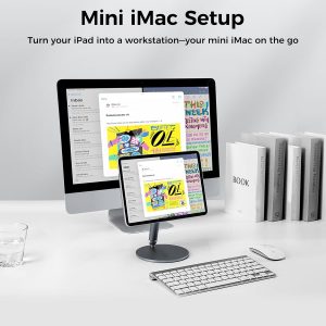 BENKS Soporte magnético para iPad Pro de 11 pulgadas M4 (2024), base giratoria ajustable de 360°, soporte de aluminio plegable para escritorio, oficina y uso doméstico