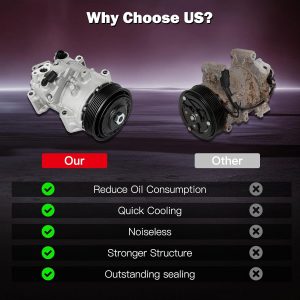 cciyu AC Compressor for Car for Toyota RAV4 2.5L 2009-2012 for Toyota Camry 2.5L 2012-2017 Air Conditioning Compressor with Clutch 6 Grooves 157367 158367