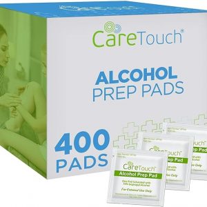 Care Touch Alcohol Wipes Individually Wrapped - Prep Pads with 70% Isopropyl Alcohol, Great for Home, Medical & First Aid Kits Sterilized, Antiseptic 2-Ply Swabs 400 Count