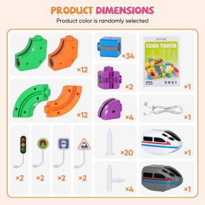 Electric Train Set for Kids Flexible Race Track Toy DIY 3D Embedded Layouts & Motorized Car 3-8 Year Old Boys Girls Toys STEM Learning Gift (123Pcs,2 Car)