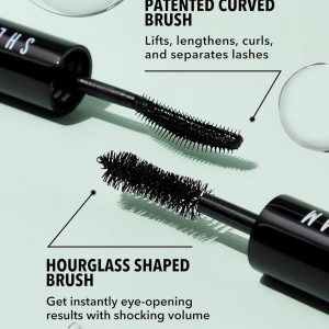 SHEGLAM 2 en 1 Máscara de Pestañas Negra Resistente al Agua con Volumen y Longitud, Tubo de Doble Punta, Maquillaje de Ojos de Larga Duración