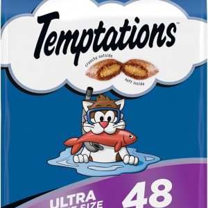 Temptations Cat Treats Classic Crunchy and Soft Cat Treats, Savory Salmon Flavor, 48 oz. Bag