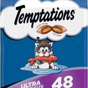 Temptations Cat Treats Classic Crunchy and Soft Cat Treats, Savory Salmon Flavor, 48 oz. Bag