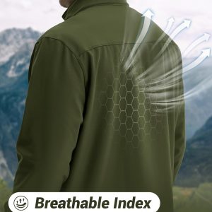 MAGCOMSEN Men's Fleece Lined Softshell Jacket Lightweight Waterproof Windbreaker Zip Up Winter Rain Coat Tactical Hiking