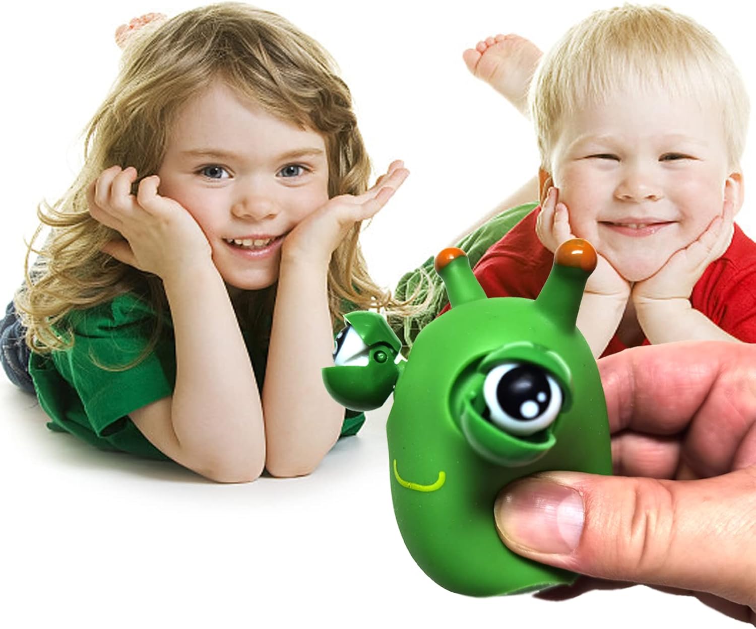 Divertidos juguetes para el estrés con forma de gusano de hierba, paquete de 6 gusanos que rebotan los ojos, juguetes divertidos para apretar, regalo para adultos y niños