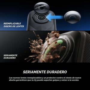Insta360 X5 - Cámara de acción impermeable de 8K 360°, líder en poca luz, efecto de palo invisible para selfies, lente resistente y reemplazable, batería de 3 horas, protector contra el viento