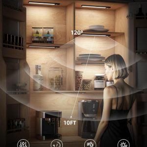 8" 8pack Motion Sensor Under Cabinet Lighting Wireless with Remote, Aluminum Alloy Under Counter Lights for Kitchen,56 LED-3 Color& 7 Levels,3000mAh Cabinet Lighting,Magnetic Under Cabinet Lights
