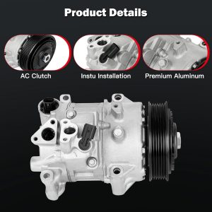 cciyu AC Compressor for Car for Toyota RAV4 2.5L 2009-2012 for Toyota Camry 2.5L 2012-2017 Air Conditioning Compressor with Clutch 6 Grooves 157367 158367