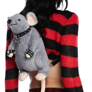 Dolls Kill Gnaw On This Rat Mochila de Current Mood – Bolso de piel sintética con tirantes ajustables, herrajes perforados y gargantilla extraíble – Talla única
