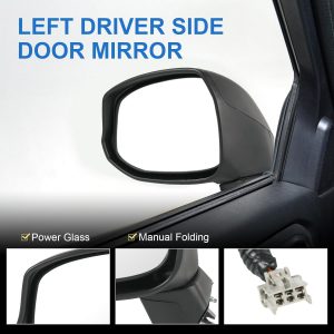 Reemplazo del lado izquierdo del conductor del espejo de la puerta para Honda Civic 2012-2015, reemplazo HO1320261 negro 3 pines