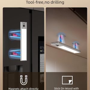 EZVALO Paquete de 5 luces para debajo del gabinete, luz recargable con sensor de movimiento de 2400 mAh, luces magnéticas de armario de 10 pulgadas con regulables y 3 temperaturas de color, luces