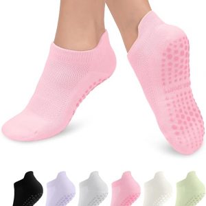 3/6 Pairs Grip Pilates Socks for Women, Non-slip Yoga Athletic Socks for Barre Ballet Barefoot Workout Hospital