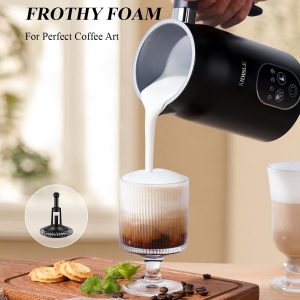 Espumador y Vaporizador de Leche 4 en 1, Vaporizador de Leche con Control Automático de Temperatura, Fabricante de Espuma Caliente y Fría, Fabricante de Chocolate Caliente, Espumador para Café