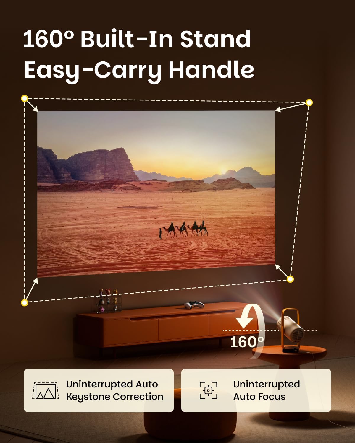 XGIMI Vibe One - Proyector portátil inteligente de 1080P alimentado por batería, Google TV con Netflix con licencia, sonido de JBL, batería incorporada, enfoque automático Keystone, proyector de