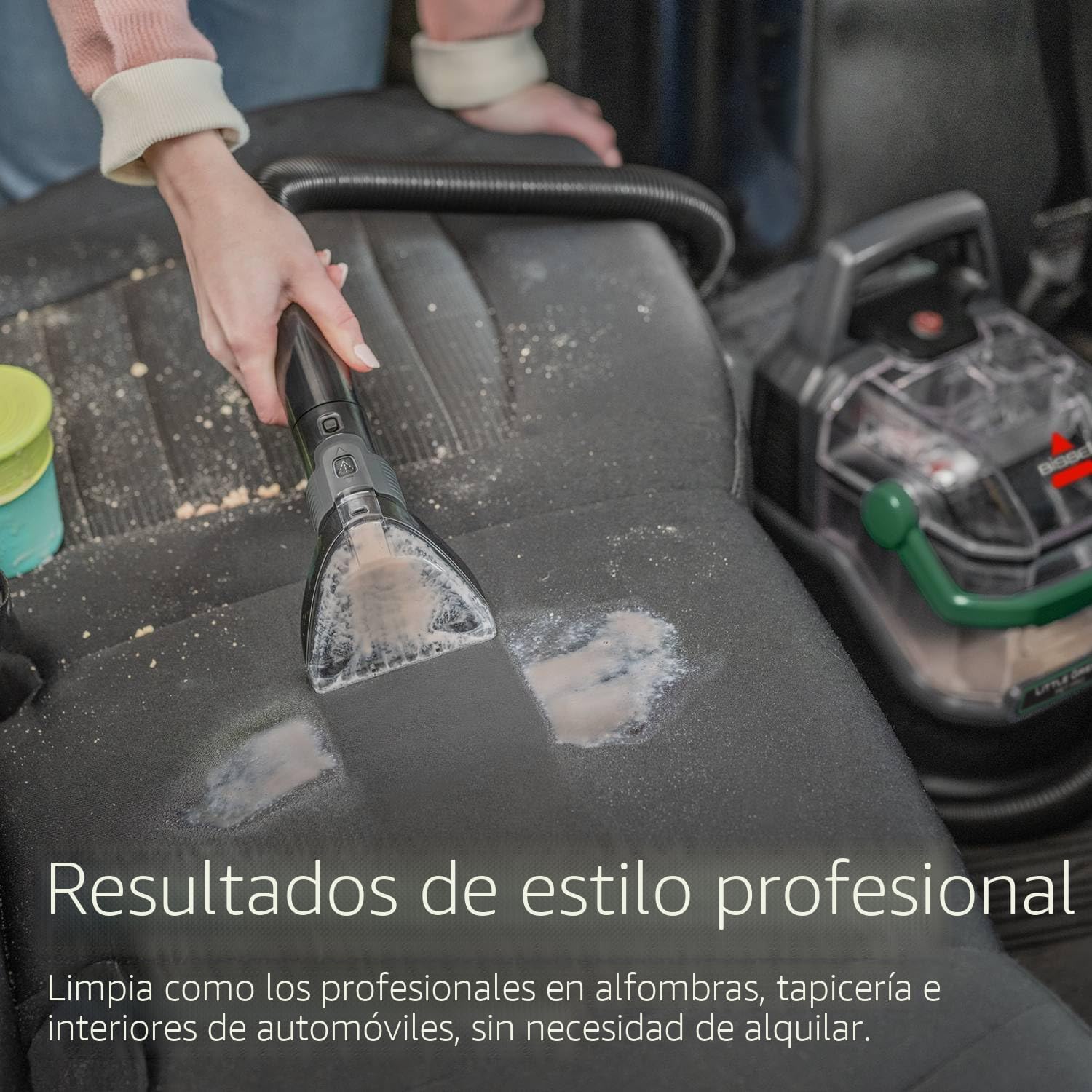 BISSELL Little Green Pet Pro - Limpiador profundo portátil para alfombras y tapicería, con detalle para autos/coches, autolimpiante para manchas difíciles, remoción de pelo de mascotas, herramienta
