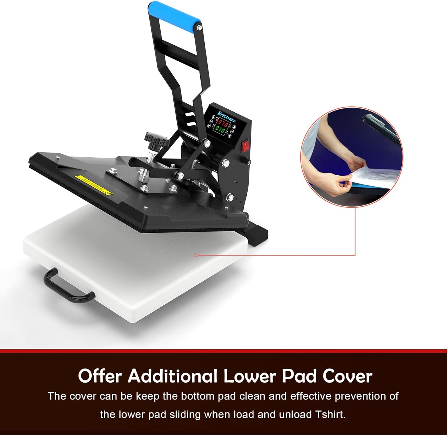 Delclynee 15" x 15" High Pressure Heat Press Machine for T Shirts, Industrial-Quality Digital Sublimation Printer for Heat Transfer Vinyl