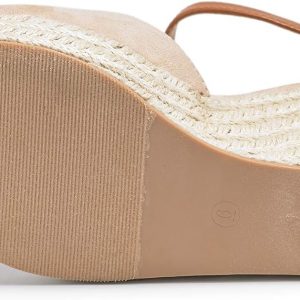 FISACE Womens Summer Espadrille Heel Platform Wedge Sandals Ankle Buckle Strap Closed Toe Shoes