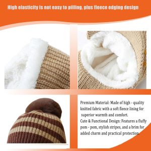 Gorro cálido de invierno para niños, gorro de forro polar con solapa para orejas con visera, gorro de punto grueso para bebés niños de 2 a 7 años de clima frío