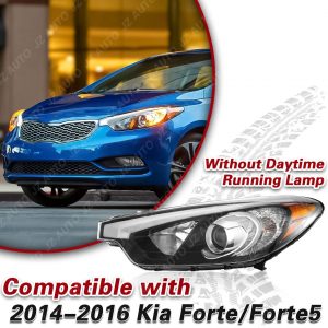 Headlight Assembly Compatible with 2014 2015 2016 Kia Forte Forte5 LX EX 92101-A7200 92102-A7200, Driver & Passenger Side