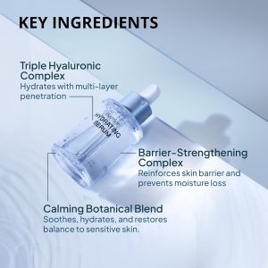 HAPA KRISTIN Hydrating Serum, Barrier Repair with Ceramide + Panthenol, Hyaluronic Acid Moisture Booster for Dry & Sensitive Skin, Fast Absorbing, Fragrance Free, Korean Skincare, 1.01 Fl Oz