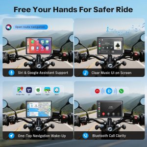 WonVon Sistema de Navegación GPS de 5 Pulgadas para Motocicleta con Apple Carplay y Android Auto, Pantalla Portátil con Bluetooth Dual, Navegación, Siri, Asistente de Google (No Incluye TPMS)