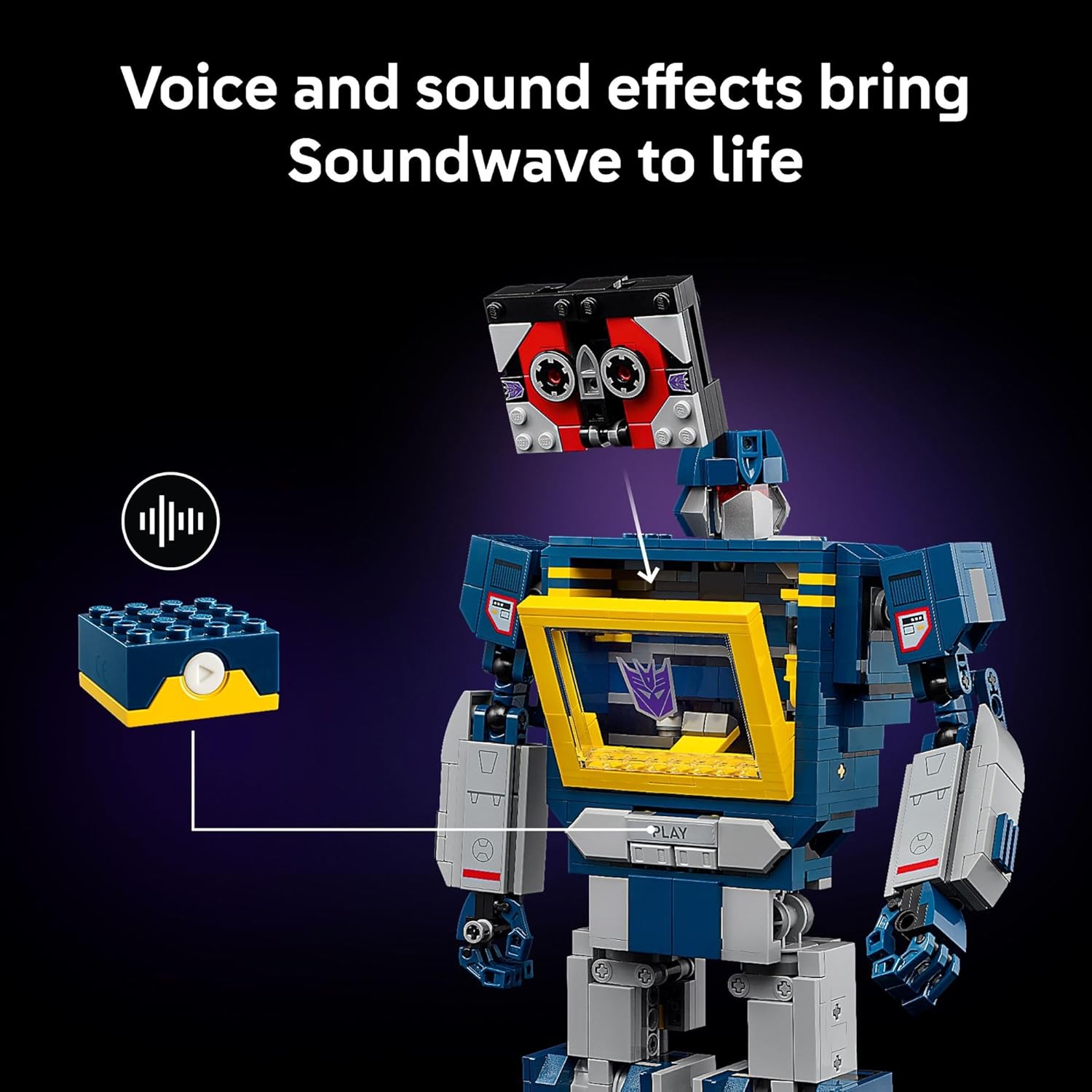 LEGO Icons Transformers: Soundwave - Building Set W/Sound Effects for Adults, 18+ - Model Kit W/Ravage & Laserbeak Figures - DIY Home Decor - Collectible Gift Idea for Sci-FI & Movie Fans - 10358