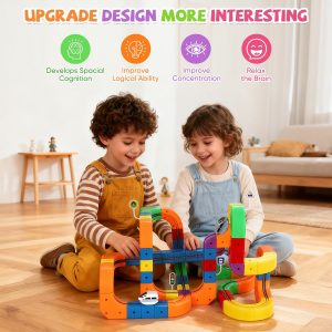 Electric Train Set for Kids Flexible Race Track Toy DIY 3D Embedded Layouts & Motorized Car 3-8 Year Old Boys Girls Toys STEM Learning Gift (123Pcs,2 Car)