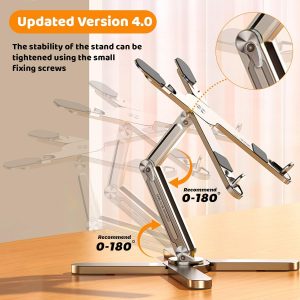 Laptop Stand with 360 Rotating Base, Computer Notebook Laptop Riser Metal Holder for Desk Collaborative Work, Fully Foldable for Easy Storage, Fits All MacBook, Laptops up to 16 inches