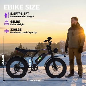 Likebike U12 Electric Bike for Adults, 2000W Peak 32MPH 20" Fat Tire Ebike, 20Ah Removable Battery 7-Speed Gear Full Suspension Mountain Bike Off Road Hydraulic Disc Brake