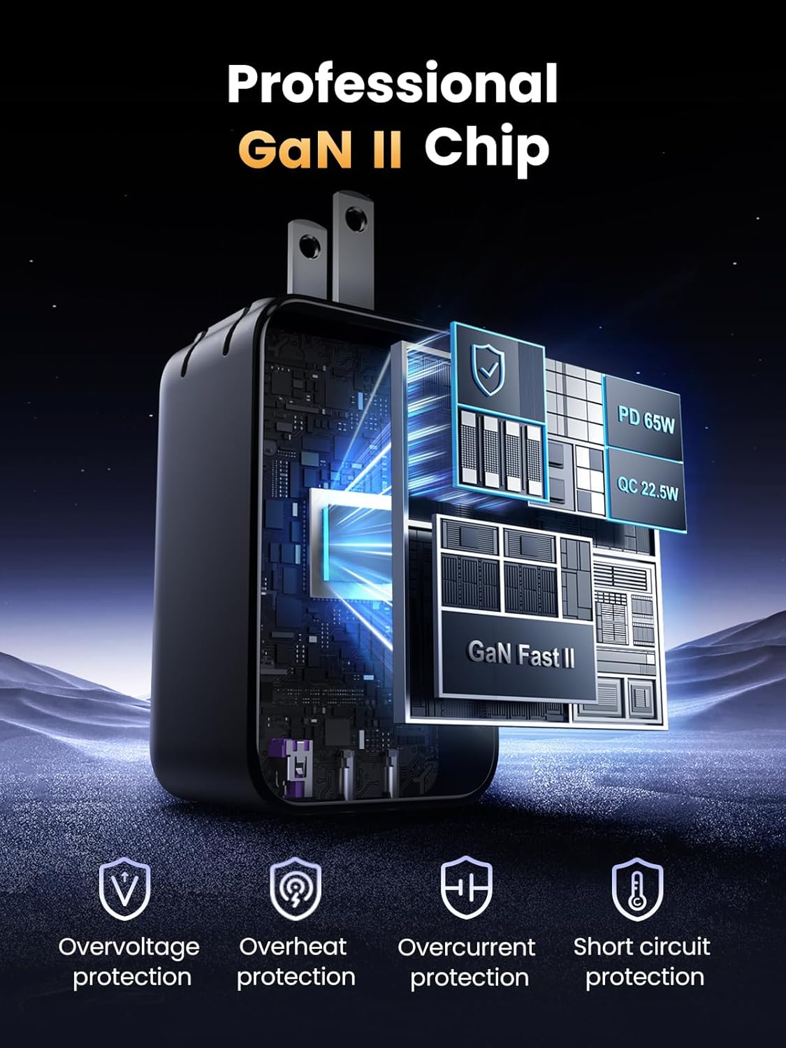 UGREEN Nexode 65W GaN USB C Wall Charger, 3-Port Compact Foldable Fast Charger Power Adapter for iPhone 17/16/15 Series, Galaxy S25/S24, Pixel 10/9, MacBook Pro/Air, Dell XPS, iPad Pro (Black)