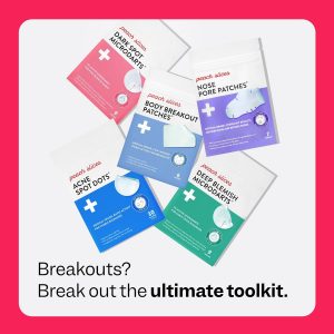 Peach Slices | Puntos de acné | Parches hidrocoloides para el acné | Para Zits, imperfecciones y brotes | Vegano | Libre de crueldad | Parches de espinillas | Productos para el cuidado de la piel