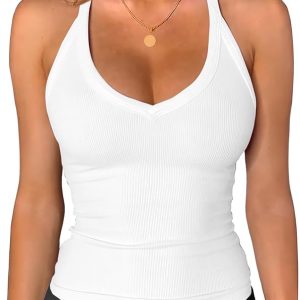 iGENJUN Workout Tops for Women Racerback Basic Tank Summer 2025 Camisole V Neck Slim Fit Ribbed Sleeveless