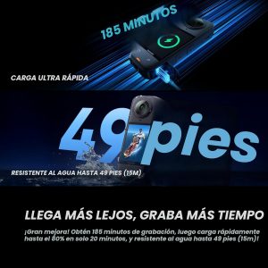 Insta360 X5 - Cámara de acción impermeable de 8K 360°, líder en poca luz, efecto de palo invisible para selfies, lente resistente y reemplazable, batería de 3 horas, protector contra el viento