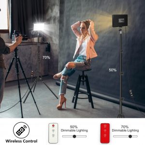 Paquete de 2 luces de video de 70 LED con soporte de trípode de 61.42 pulgadas/filtros de color, kit de disparo de luces de estudio USB 5600K para iluminación de fotografía, iluminación de