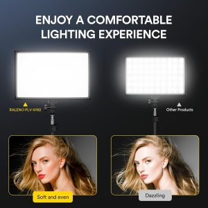 RALENO Panel de luz suave de video LED de 19.5 W, panel de cámara de 650 lux/m, batería incorporada de 8000 mAh, CRI>95 2500-6500K luces de estudio de fotografía para TikTok YouTube, grabación de