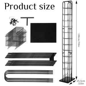 Tandefio 78" Black Floor Standing Hat Rack Tower 12 Tier Hat Display Rack Cap Organizer Metal Hats Stand Hats Wigs Holder for Cap Retail Display Storage Vertically