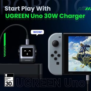 UGREEN Uno - Bloque de cargador USB C de 30 W, cargador rápido compacto robot GaN para iPhone 17, regalos para mujeres y hombres, compatible con iPhone 17/16/15, Galaxy S25/S24/S23, Pixel 10/9/8, iPad