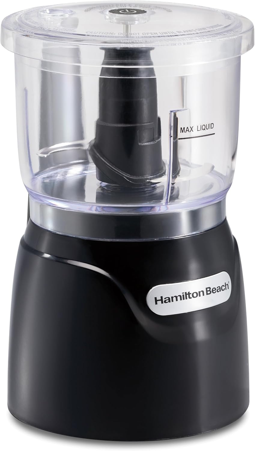 Hamilton Beach - Picador de verduras eléctrico y mini procesador de alimentos, 3 tazas, 350 vatios, para picar, cortar y hacer puré, negro (72850)