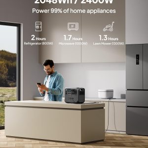 BLUETTI AC200L Portable Power Station, 2048Wh LiFePO4 Battery Backup, Expandable to 8192Wh w/ 4 2400W AC Outlets (3600W Power Lifting), 30A RV Output, Solar Generator for Camping, Home Use, Emergency