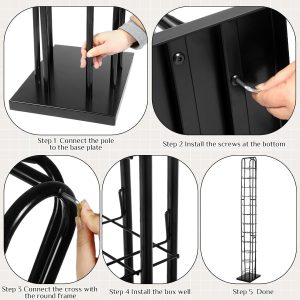 Tandefio 78" Black Floor Standing Hat Rack Tower 12 Tier Hat Display Rack Cap Organizer Metal Hats Stand Hats Wigs Holder for Cap Retail Display Storage Vertically