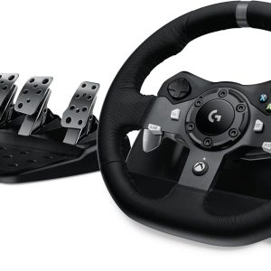 Logitech G920 Driving Force Racing Wheel and Floor Pedals, Real Force Feedback, Stainless Steel Paddle Shifters, Leather Steering Wheel Cover for Xbox Series X|S, Xbox One, PC, Mac - Black