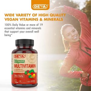 Deva Vegan Vitamins Daily Multivitamin & Mineral Suplemento 90 tabletas, paquete de de 1, 2