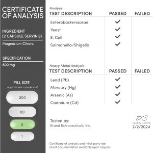 Citrato de Magnesio 800mg, 180 Cápsulas, Apoyo para la Digestión y el Estreñimiento, Apto para Veganos, Sin OMG, Double Wood Supplements
