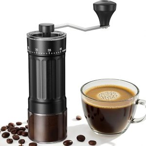 Mini Manual Coffee Grinder with 40 Adjustable Settings, Portable Hand Coffee Bean Mill with 30g Capacity, Conical Burr Coffee Grinder with Crank for Travel, Camping, Office, Espresso, Pour Over, etc