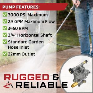 The ROP Shop Bomba de agua para lavadora a presión eléctrica para motores de rociadores Steele SP-WG240, SP-WG300