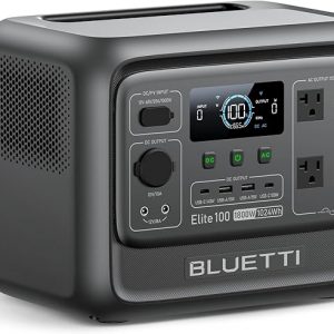 BLUETTI Elite 100 V2 Estación de Energía Portátil (2025 Nueva), Batería de Respaldo LiFePO4 de 1024Wh con 4 Tomas de CA de 1800W (3600W Pico), 35% Más Pequeña, Generador Solar para Camping